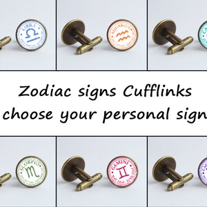 Sternzeichen Manschettenknöpfe persönliche Manschettenknöpfe Männer Zubehör Zodiac Geschenk Zodiac sign Sternbild Manschettenknöpfe Sternzeichen Schmuck persönliche Art Geschenk für Männer