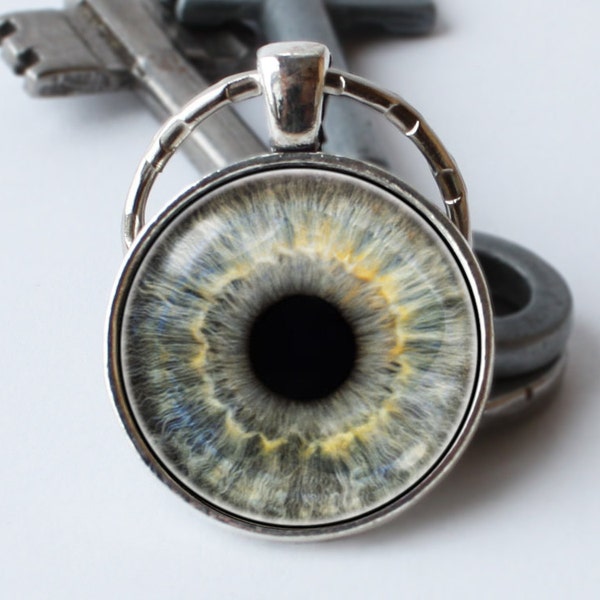 Keychain eye Eyeball key ring Eye jewelry Grey eye key chain Eye pendant Eyeball pendant Eyeball keychain Human eye Eye key ring Gift idea