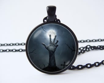 Colar de zumbi pingente de mão de zumbi Colar assustador Jóias de terror Pingente assustador Colar de zumbi Jóias de zumbi Colar gótico Amantes de zumbis