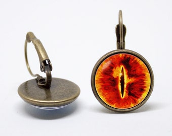 Boze oog Sauron-oorbellen Mythische sieraden Oogoorbellen Fantasy-sieraden Fiery eye Cadeau voor dochter Oranje oorbellen Fantasy-oorbellen Flamy