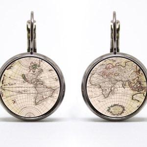 Kugel Ohrringe Welt Karte Ohrringe Reise Geschenk Karte Ohrringe Vintage Karte Welt Schmuck Welt Kugel Ohrringe Globus Schmuck Geschenk für Reisende