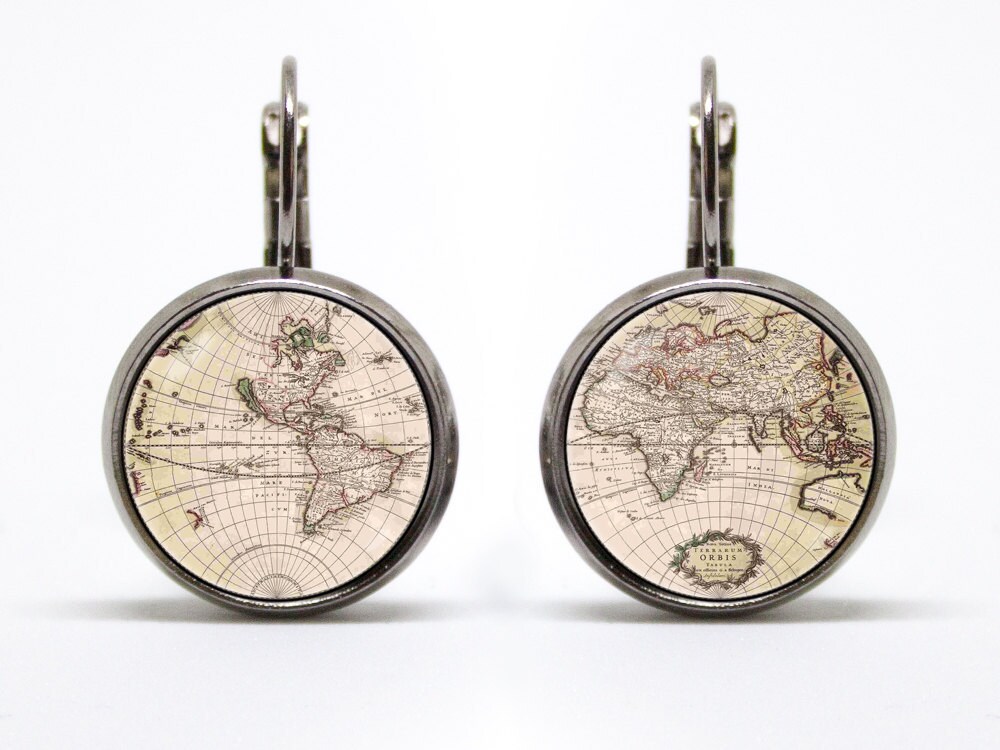 34 Discover Unique Map-Themed Jewelry for Your Next Adventure 16 Globe earrings World map earrings Travel gift Map earrings Vintage…