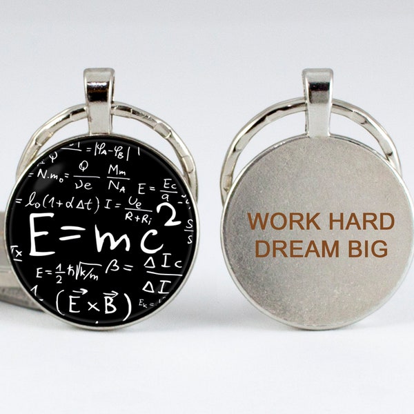 Customized key ring Gift for physicist E=mc2 jewelry Physics Personalized key fob Formulas Custom gift Science keychain