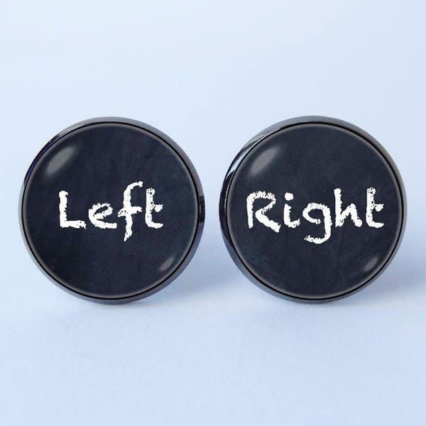 Left Right cufflinks Witty cuff links Funny Men gift Husband gift Witty jewelry Gift for boyfriend Men jewelry White words Photo jewellery