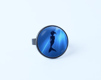 Mermaid ring Blue sea ring Little mermaid ring Mermaid jewelry Gift for girls Ocean ring Beach ring Gift for girlfriend Fantasy ring Water