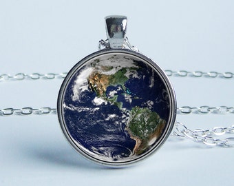 Earth necklace Planet Earth necklace Planet pendant Space necklace Earth jewelry Universe necklace Space jewelry Our home Blue planet