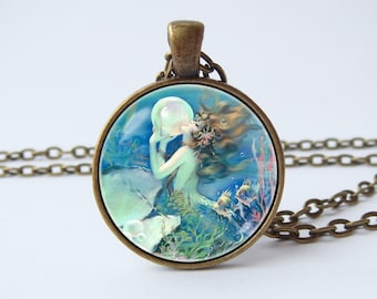 Mermaid necklace Birthday gift Ocean pendant Beach necklace Mermaid jewelry Sea pendant Marine jewelry Seashells Girl jewelry Gift for girls