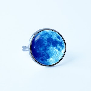 Moon ring Blue moon ring Full moon ring Moon jewelry Moon gift Cosmos ring Space ring Wife gift Universe ring Space jewelry Galaxy ring