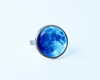 Moon ring Blue moon ring Full moon ring Moon jewelry Moon gift Cosmos ring Space ring Wife gift Universe ring Space jewelry Galaxy ring