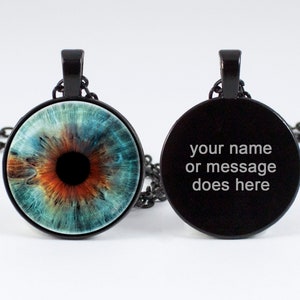 Personalized eye necklace Mother gift Customized jewelry Human eyes Custom gift Personalized pendant Engraving Custom text Women necklace image 1