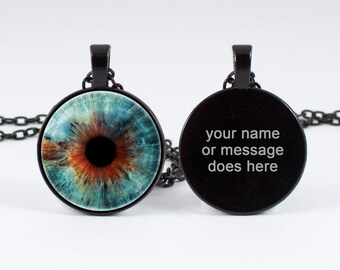 Personalized eye necklace Mother gift Customized jewelry Human eyes Custom gift Personalized pendant Engraving Custom text Women necklace