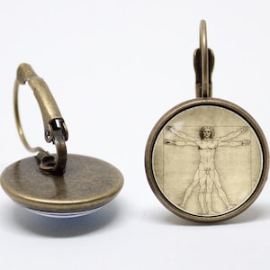 Da Vinci earrings Vitruvian man earrings Da Vinci art Vintage style Renaissance Art gift Da Vinci jewelry Art earrings Leonardo Da Vinci