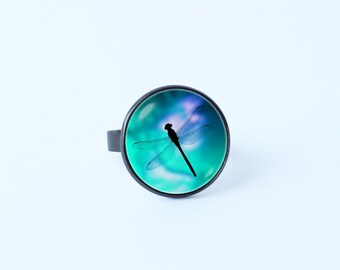 Dragonfly ring Gift for women Insect ring Dragonfly jewelry Insect jewelry Gift for girls Unusual ring Dragonfly picture jewelry Adjustable