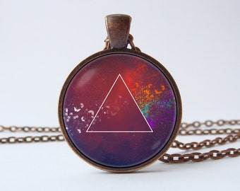 Triangle necklace Triangle jewelry Triangle pendant Galaxy triangle pendant Space jewellery Cosmos triangle Geometric Triangle jewellery