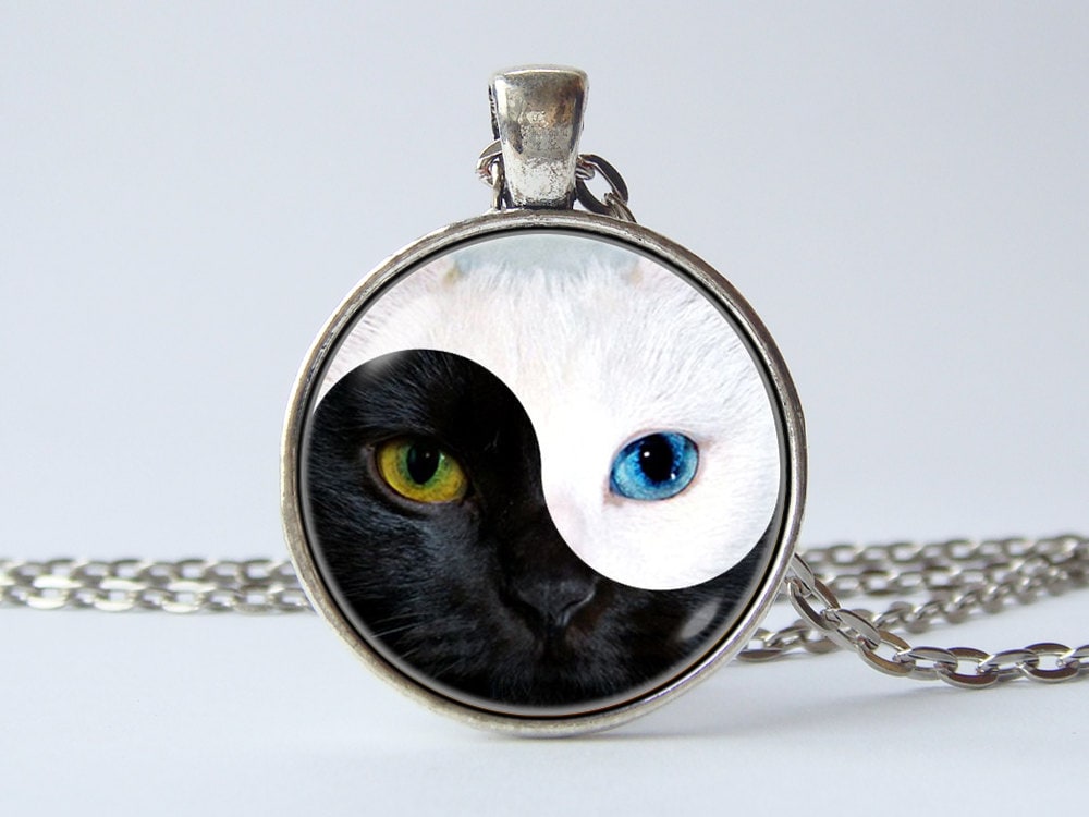 Cat necklace yin yang hotsell