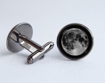 Gray moon Cuff links moon Out of space Moon cufflinks Father gift Moon jewellery Galaxy jewelry Universe Space Men cuff links Cosmos jewelry