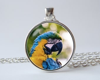 Papagei Halskette Papagei Anhänger Geschenk für Frauen Papagei Schmuck Vogel Schmuck Geburtstag Geschenk Papagei Liebhaber Geschenk bunte Vogel Kunst Halskette Foto