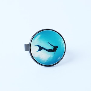 Ring mermaid Mermaid gift Daughter gift Fantasy ring Mermaid jewelry Little mermaid Ocean jewelry Sea jewelry Mythical creature Blue water