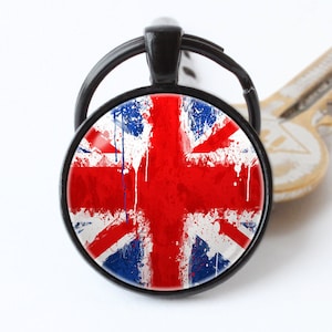 UK Flag keychain British flag keyring Flag jewellery United Kingdom jewelry Flag pendant Flag key ring Gift idea Travelling Blue White Red
