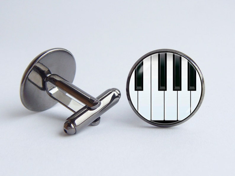 Piano cufflinks Piano keys Music cuff links Music jewelry Gift for musician Piano jewelry Musical instrument Anniversary gift Piano gifts image 1