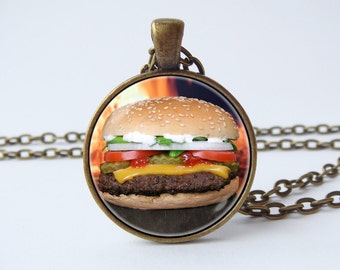 ハンバーガーペンダント – 925スターリングシルバーフーディー