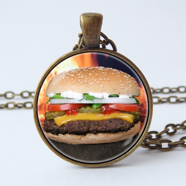 Hamburger collier Burger collier Hamburger pendentif Bijoux alimentaires Idée cadeau Burger pendentif Collier alimentaire cadeau Cheeseburger