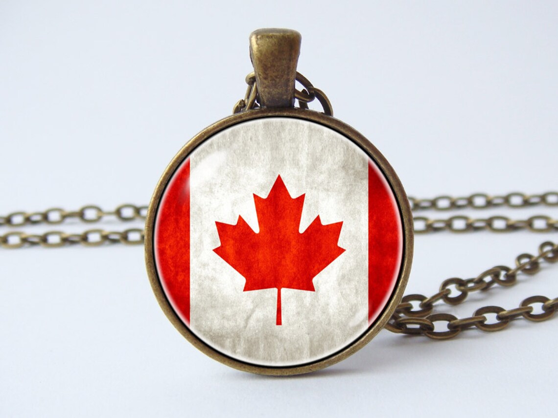 Canada Day Necklace Canadian Jewelry Canadian Flag Pendant Etsy