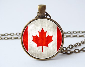 Canada Day necklace Canadian jewelry Canadian flag pendant Canadian flag Canada jewelry Maple leaf necklace Flag pendant Flag jewelry