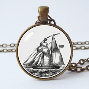 Ship necklace Schooner pendant Ship jewelry Pirate jewelry Pirate boat Nautical pendant Ocean jewelry Sailing necklace Nautical jewelry