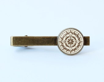 Vintage compass tie clip Compass jewelry Compass gift Nautical jewelry Rose of Wind Antique compass tie clip Geographer Travel tie bar