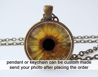 Eye necklace Eye jewelry Eye pendant Brown eye Steampunk necklace Human eyeball Evil eye Glass eyeball Gothic necklace Realistic human eye