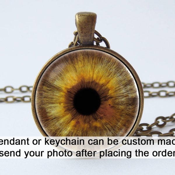 Augen-Halskette, Augen-Schmuck, Augen-Anhänger, braunes Auge, Steampunk-Halskette, menschlicher Augapfel, böser Blick, Glas-Augapfel, gotische Halskette, realistisches menschliches Auge
