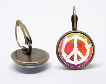 Peace sign earrings Peace jewelry Peace earrings Festival jewelry 60s earrings Peace sign jewelry Peace gift Hippie earrings Peace on Earth