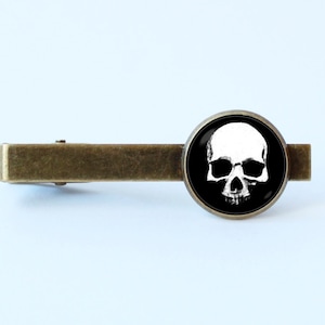 Tie clip skull Boyfriend gift Christmas gift Skull jewelry Party tie clip Skull tie bar Scary tie clip Men jewelry Holiday gift Skull gift