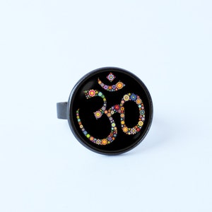 Anel de sinal Om Om anel Om joias presente exclusivo anel de ioga Boho joias joias de ioga Buddah Boho chique anel estilo indiano presente para irmã