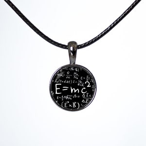 Relativity choker E=mc2 choker Mathematics Choker necklace Physics jewellery Emc2 pendant Black choker Chokers Leather cord Math choker Gift