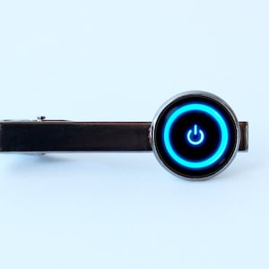 Computer tie clip Gift for geek Power button tie clip Power button tie bar Geek jewelry Gift for gamer Power symbol Computer nerd Tech