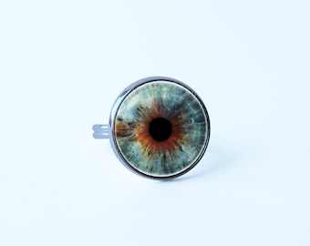 Ring eyeball Eye ring Eye jewelry Boho ring Human eye Eyeball jewelry Glass eye ball Realistic human eye Adjustable ring Statement ring