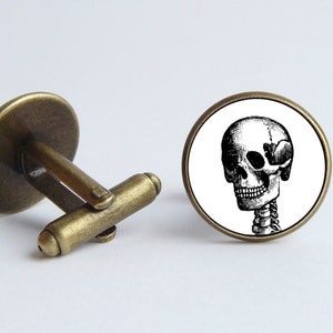 Skull cufflinks Vintage skull Bone jewelry Human skull cuff links Men jewelry Anatomy cufflinks Father cufflinks Gift for teacher Skull gift