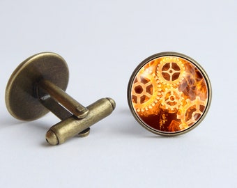 Steampunk cuff links Sci Fi cufflinks Steampunk jewelry Mechanisms Punk cufflinks Gift for men Husband gift Gears cufflinks Unique jewelry