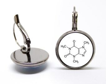 Caffeine molecule Earrings Coffee addict gift Caffeine earrings Caffeine jewelry Molecule earrings Graduation gift Chemistry Science Symbol