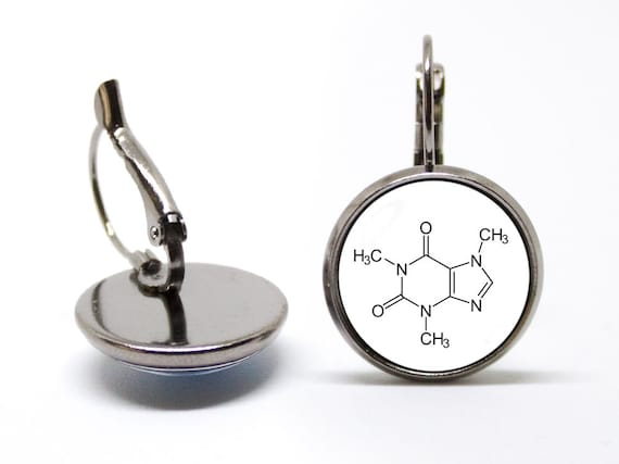 Caffeine molecule Earrings Coffee addict gift Caffeine earrings Caffeine jewelry Molecule earrings Graduation gift Chemistry Science Symbol
