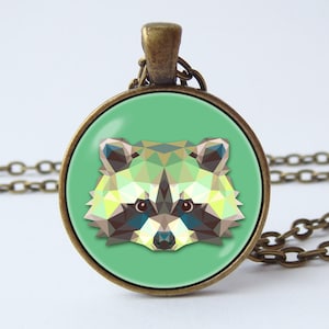 Raccoon necklace Raccoon jewelry Raccoon pendant Gift for wife Photo jewelry Art necklace Birthday gift Best friend gift Glass pendant