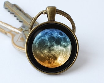 Mond Schlüsselanhänger Mond Geschenk für Männer Vollmond Schlüsselanhänger Mondschmuck Mondschmuck Männeranhänger Geschenkidee Mondanhänger Schlüsselanhänger luna
