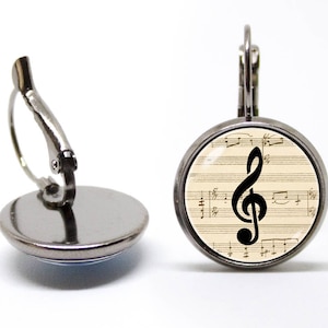 Music earrings Musician gift Treble clef earrings Music jewelry Musical earrings Treble clef jewelry Music note Gift for student For singer