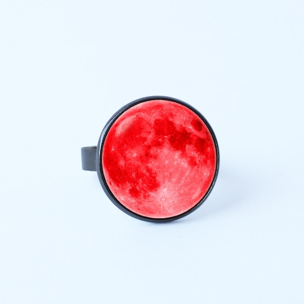 Red moon ring Lunar ring Full moon ring Valentines day Moon jewelry Moon ring Gift for girlfriend Lunar jewelry Moon jewellery Adjustable