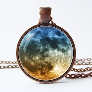 Lunar necklace Full moon necklace Lunar pendant Outer space Full moon jewelry Pendant moon Galaxy jewelry Space Galaxy Universe Moon gift