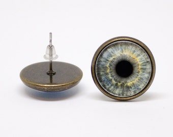 Grey eye earrings Eyeball earrings Eye jewelry Girlfriend gift Eyeball jewelry Human eyes Studs earrings Realistic Eyes earrings Girls gift