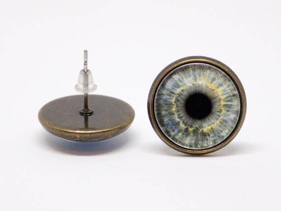 Grey eye earrings Eyeball earrings Eye jewelry Girlfriend gift Eyeball jewelry Human eyes Studs earrings Realistic Eyes earrings Girls gift