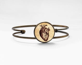 Bracciale a forma di cuore umano, regalo per dottore e infermiere, cuore anatomico, studenti di medicina, gioielli anatomici, braccialetto a forma di cuore, regalo per donna, regalo per mamma, medicina